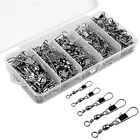  200pcs Fishing Rolling Ball Bearing Barrel Swivel With Safety Snap Connector 
