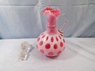 Htf Fenton Large 7  Cranberry Opalescent Glass Coin Dot Cruet W  Stopper