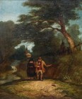 Mid 19th Century Oil - Returning From Morning Service