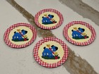 1940 s-50 s Ohio Art Tin Toy Tea Set Plates  x4    Teacup  Polka Dot Puppy  Euc 