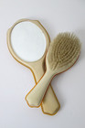Vintage Vanity Set With Hand Mirror And Matching Brush Painted Flowers