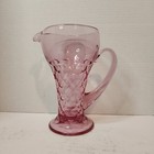 Vtg Pink Mulberry Glass 8  Pitcher Honeycomb Optic Pattern Applied Handle Htf