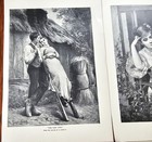 4 Antique 1800s Lithographs Engravings Victorian Scenes Love  Women French