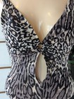 Vintage 1960s Peter Pan One Piece Leopard Animal Print Swimsuit 10 32 Cut Out