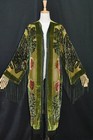 Art To Classic Eastern Peacock Burnout Velvet Fringe Jacket Coat Kimono Duster