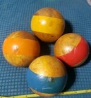 Vintage Wooden Croquet Balls - Blue  Red  Orange   Yellow - Lot Of 4