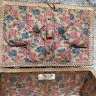 Vintage Dritz Sewing Basket Wicker Woven Box Japan Pink   Blue Floral Top 11x7x5