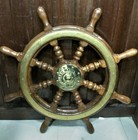Nautical Wooden   Brass Ship Steering Wheel Vintage Marine Decor Captain   s Wheel