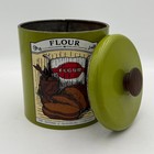 Vintage Ransburg Flour Canister Avocado Green Metal Kitchen Storage Mid Century