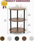 Small Round Coffee Table - 3 Tier Design Accent Table  Narrow Side Or Bedside St