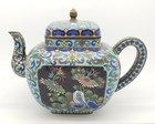 Antique Chinese Cloisonne Enamel Teapot