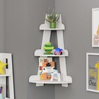 Kids Corner Ladder Wall Shelf Storage W  3 Shelves 25 Lb Load Weight Wood White