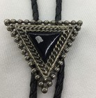 Bolo Tie  Triangle With Black Center  Has Silver Tips  Preowned Condition 