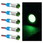 5pcs 6mm Car Led Indicator Light 12v With 147mm Wire water Resistant Ip66 Green