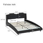 Full queen king Size Upholstered Platform Bed W adjustable Headboard   Led Light