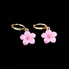 Cherry Blossom Charm Earrings-huggie Hoop Closures - Petite  Fun Spring Earrings