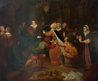 19th Century English School Mary Queen Of Scots Execution Warrant Oil Painting