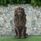 Guardian Lion Garden Sculpture Entrance Statue Bronze Finish Door Figurine Guard