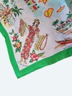 Vtg Sheer Hawaiian Souvenir Handkerchief Map Design Sheer Fabric Green Border