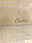 Carter   s Yellow White Gingham Crib Sheet Cottage Farmhouse Vtg Cotton New