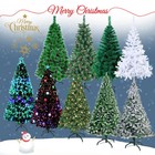4 5 6 7ft Christmas Tree With Lights Pre Lit fiber Optic snow Flocked Bushy Pine