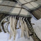 John Hanly Ireland Lambswool Scarf Green Plaid Tartan Fringe Made In Ireland