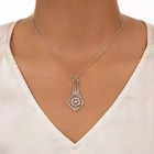 14k White Gold Finish Round Art Deco Style Lab Created Diamond Women s Pendant