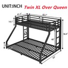 Metal Bunk Bed W 2 Side Ladder   40 Metal Slats Noise Free For Teen Adults Black