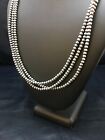 Native American Sterling Silver Navajo 4mm Bead 3 Strand 21  Necklace