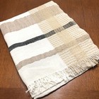 Anthropologie Throw Blanket Lightweight Gauze Plaid Cotton Blend 64x78 New W tag