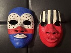 2 Folk Art Papier-m  ch   Brazilian Carnival Masks Signed Eleonora Dobbin Rio 2001