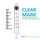 100 Pack 3ml Plastic Syringe Luer Lock Tip - Liquid Measuring Tools