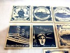 Set Of 9 Vintage Holland America Cruise Lines Blue Delft Ceramic Tile Coasters