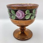 Antique Copper Lusterware Goblet Victorian 1840   s Chalice Floral Staffordshire