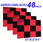 48pack 12 x12 x1  Red Black Acoustic Foam Panel Studio Soundproofing Wall Tiles