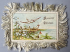 Rare 1880s Antique Victorian Silk Fringe Christmas Card