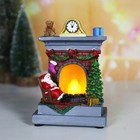 Christmas Resin Night Light Ornament Fireplace Glowing Santa Claus Decor