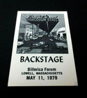 Grateful Dead Backstage Pass Lowell Massachusetts Billerica Ma 5 11 79 5 11 1979