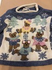 Vintage Jet Set Teddy Bear 3d Sweater Kid   s Size 4t Made In Usa 80   s