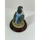 Vintage Blue Jay Figurine Andrea By Sadek On Wood Stand Porcelain Japan Bird 3   