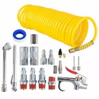 20pc Air Compressor Accessory Tool Kit 1 4  Npt With 25ft Recoil Hose Gun Nozzle