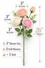White Pink Peach Artificial Roses Gift Bouquet Wrapped Real Touch Rose Stems 26