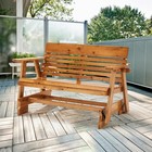 Wooden Patio Glider Bench With Cup Holders  Heavy Duty 900lbs Outdoor Loveseat