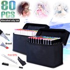 80pcs Colors Dual Tip Twin Marker Pens Set Artist Sketch For Markers Art Drawing