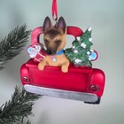 Kurt Adler German Shepherd Dog Back Truck Christmas Ornament Red Rural Americana