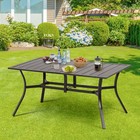 Aoodor 59  Outdoor Patio Dining Metal Table W  Umbrella Hole For Garden Deck