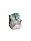 Fine Art Pottery Artist Signed Handmade Sculpted Vase planter Teal Gray Mermaid
