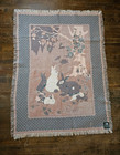 Vintage Goodwin Weavers Easter Bunny Afghan throw Blanket 100  Cotton W  Fringe