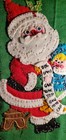 Vtg Bucilla Christmas Stocking Completed Felt Sequined Santa W his List   Kitten