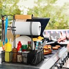  Grill Caddy  Bbq Caddy With Paper Towel Holder  Picnic Condiment Utensil Black